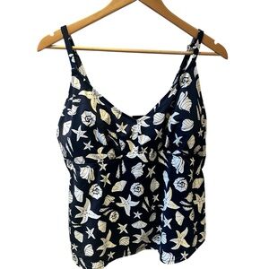 MeUndies Seashell Navy And White Swimsuit Top Size‎ XLarge